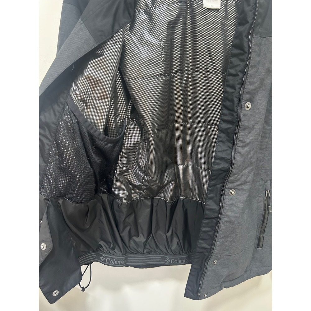 Columbia Jacket Womens S Black Charcoal Omni-Heat Tech Hooded Rain Hikebound II - Picture 6 of 12